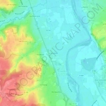 Topografische Karte Le Gruzeau, Höhe, Relief