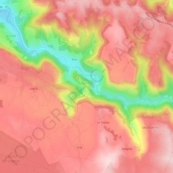 Topografische Karte Les Coudols, Höhe, Relief