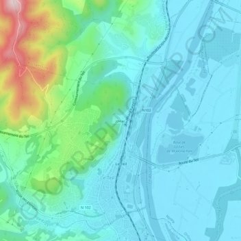 Topografische Karte Joviac, Höhe, Relief