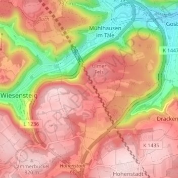 Topografische Karte Eselhöfe, Höhe, Relief
