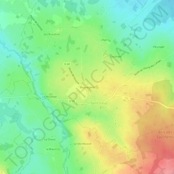 Topografische Karte Beauregard, Höhe, Relief