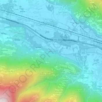 Topografische Karte Malpasso, Höhe, Relief