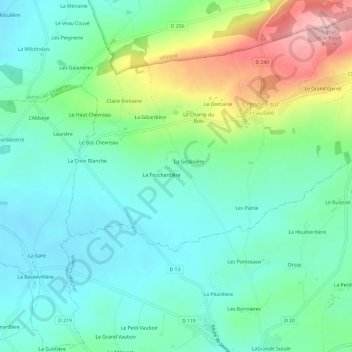 Topografische Karte La Fontaine, Höhe, Relief