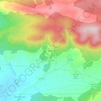 Topografische Karte Tedejo, Höhe, Relief