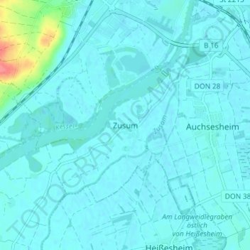 Topografische Karte Zusum, Höhe, Relief