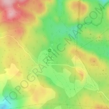 Topografische Karte Trou Malleron, Höhe, Relief