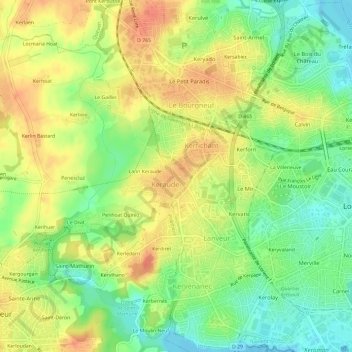 Topografische Karte Beg er Lann, Höhe, Relief