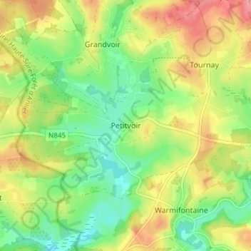 Topografische Karte Petitvoir, Höhe, Relief