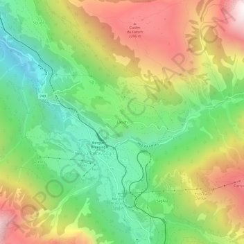 Topografische Karte Latsch, Höhe, Relief