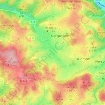 Topografische Karte Vor den Eicken, Höhe, Relief