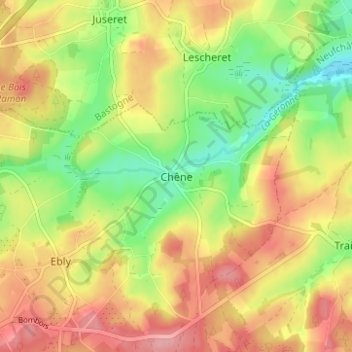 Topografische Karte Chêne, Höhe, Relief