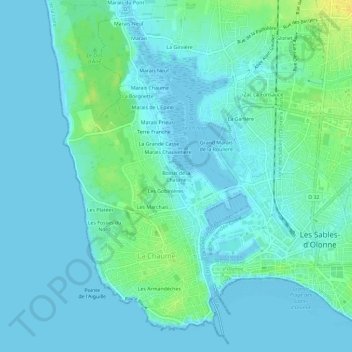 Topografische Karte Bossis de la Chaume, Höhe, Relief