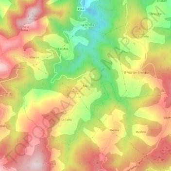 Topografische Karte Faéu, Höhe, Relief