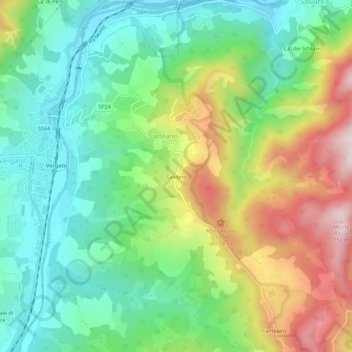 Topografische Karte Casigno, Höhe, Relief