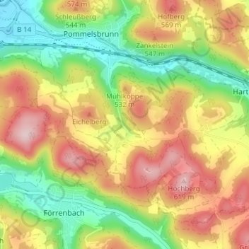 Topografische Karte Althaus, Höhe, Relief