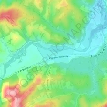 Topografische Karte Berneix, Höhe, Relief