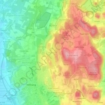 Topografische Karte Dieglishofen, Höhe, Relief