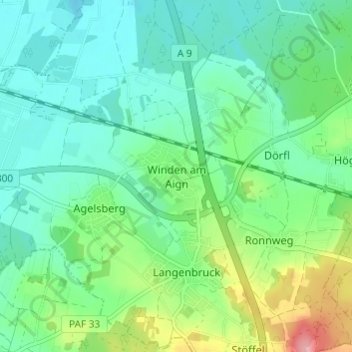 Topografische Karte Winden am Aign, Höhe, Relief