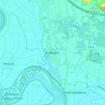 Topografische Karte Kößnach, Höhe, Relief