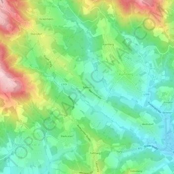 Topografische Karte Rabnitz, Höhe, Relief