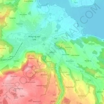 Topografische Karte Steppach, Höhe, Relief