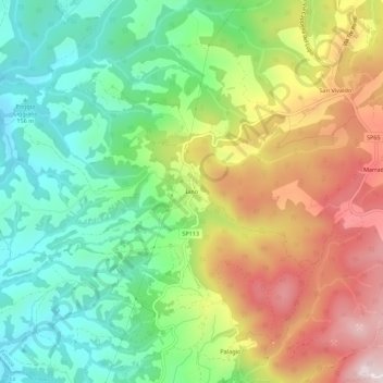 Topografische Karte Iano, Höhe, Relief