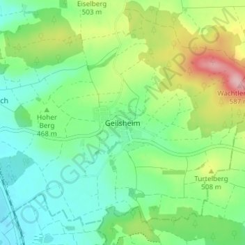 Topografische Karte Geilsheim, Höhe, Relief