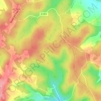 Topografische Karte Château de Caussade, Höhe, Relief