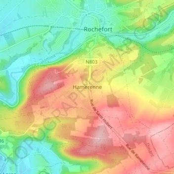 Topografische Karte Hamerenne, Höhe, Relief
