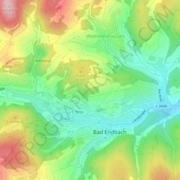 Topografische Karte Flur 3, Höhe, Relief