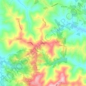 Topografische Karte Collinello, Höhe, Relief