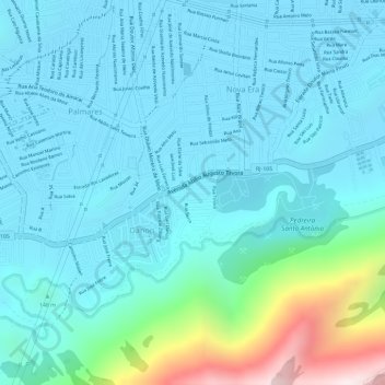 Topografische Karte Serra do Mendanha, Höhe, Relief