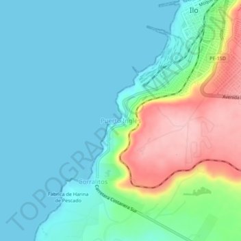 Topografische Karte Puerto Ingles, Höhe, Relief