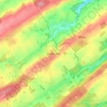 Topografische Karte Goesnes, Höhe, Relief
