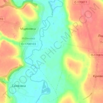 Topografische Karte Яблоновка, Höhe, Relief