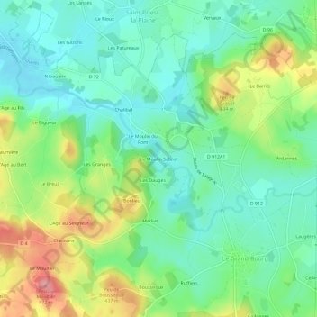 Topografische Karte Le Moulin Sebrot, Höhe, Relief