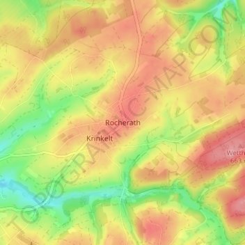 Topografische Karte Rocherath, Höhe, Relief