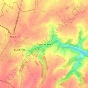 Topografische Karte Lamontzée, Höhe, Relief