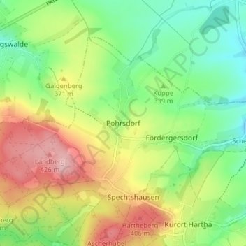 Topografische Karte Pohrsdorf, Höhe, Relief