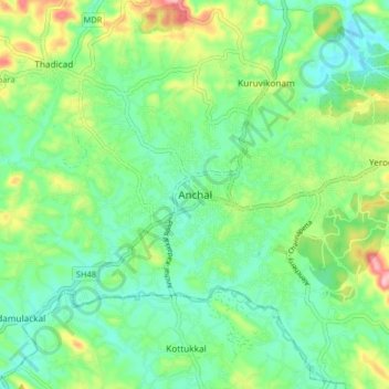 Topografische Karte Anchal, Höhe, Relief