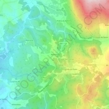 Topografische Karte Besteiro, Höhe, Relief