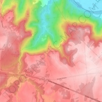 Topografische Karte Chia, Höhe, Relief
