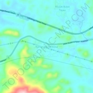 Topografische Karte Kampung Sentosa, Höhe, Relief