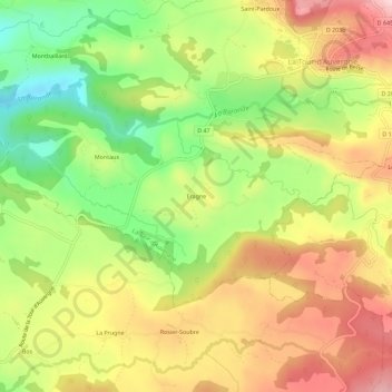 Topografische Karte Eragne, Höhe, Relief