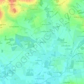 Topografische Karte La Haubellerie, Höhe, Relief