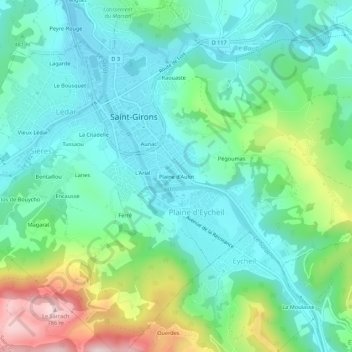 Topografische Karte Plaine d'Aulot, Höhe, Relief