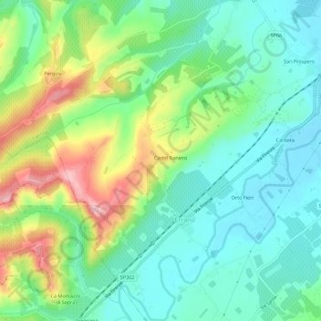 Topografische Karte Castel Raniero, Höhe, Relief