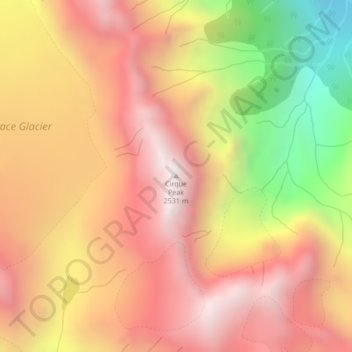 Topografische Karte Cirque Peak, Höhe, Relief