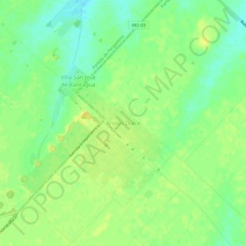 Topografische Karte Arroyo Dulce, Höhe, Relief