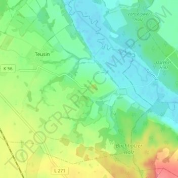 Topografische Karte Roidin, Höhe, Relief